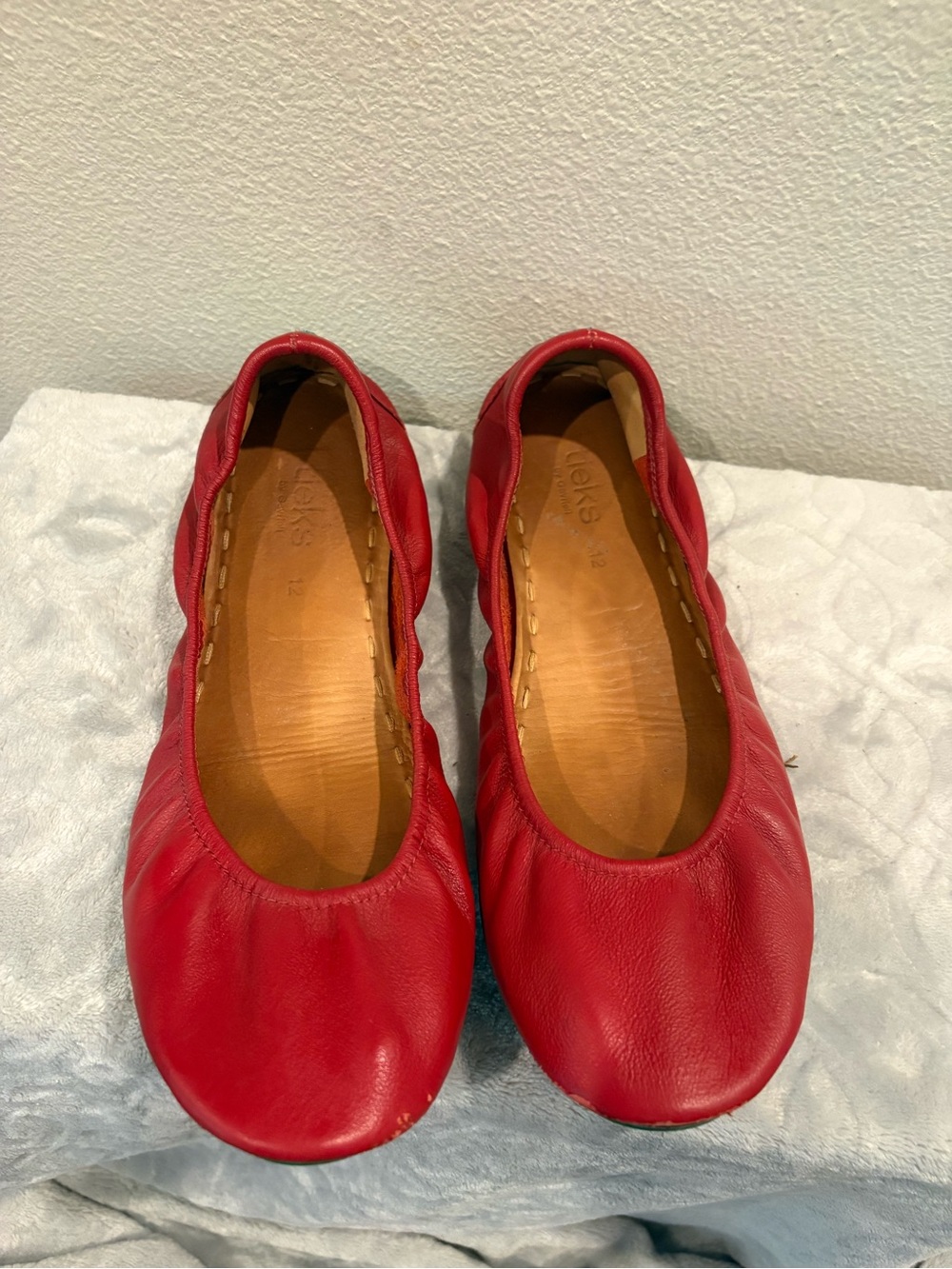 Tieks Red Leather Ballet Flats - size 12
